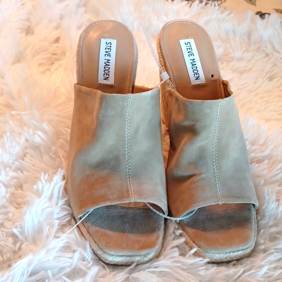 Steve Madden Urge sz 10 Espadrille Wedge Tan Suede Sandal - Picture 3 of 12